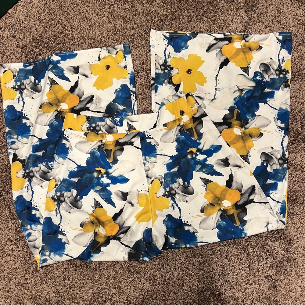 High Waisted Floral Print Wide Leg Pants